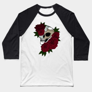 Skull with roses Baseball T-Shirt